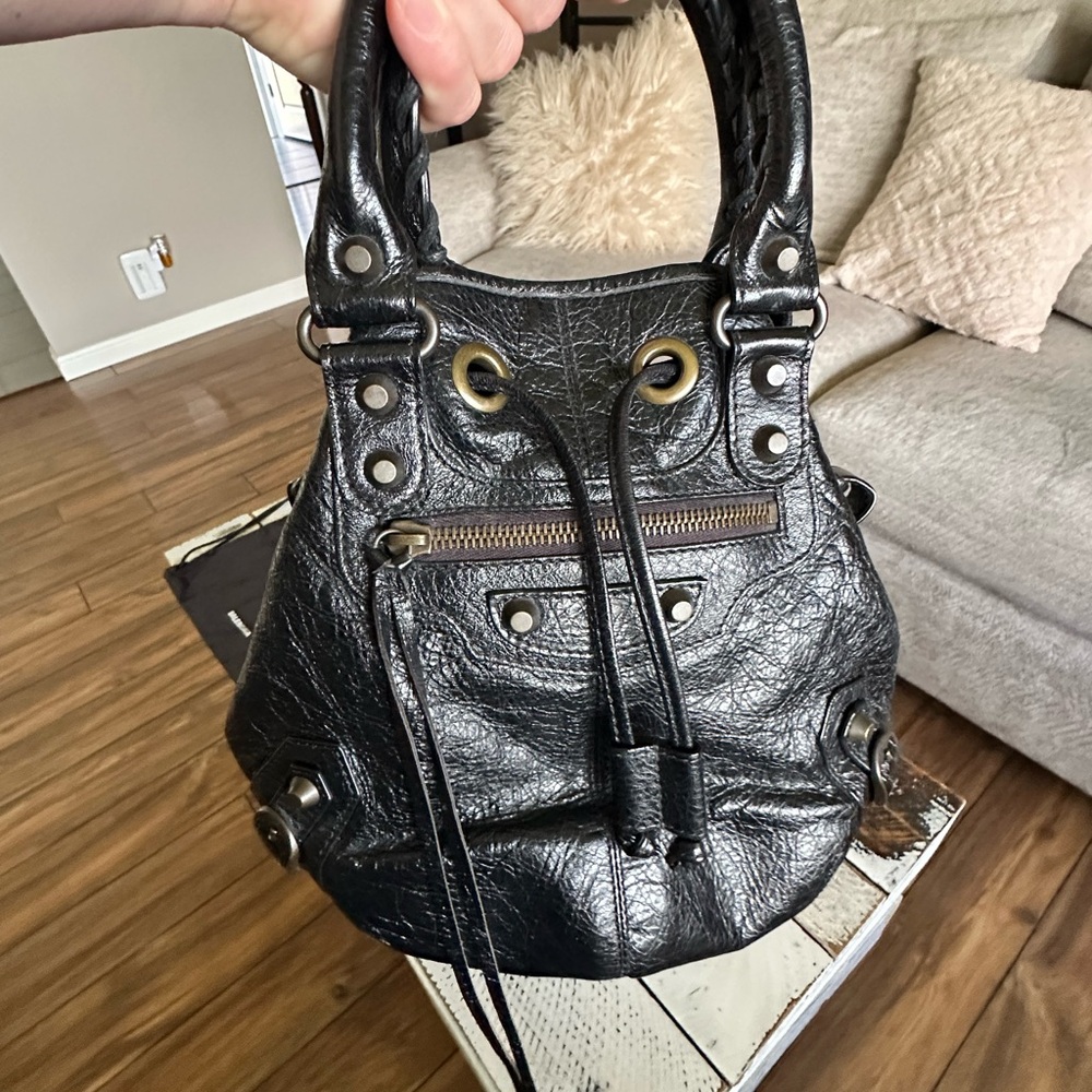 Balenciaga AUTHENTIC Black Mini Motocross Classic Pompon Bag - Picture 12 of 16